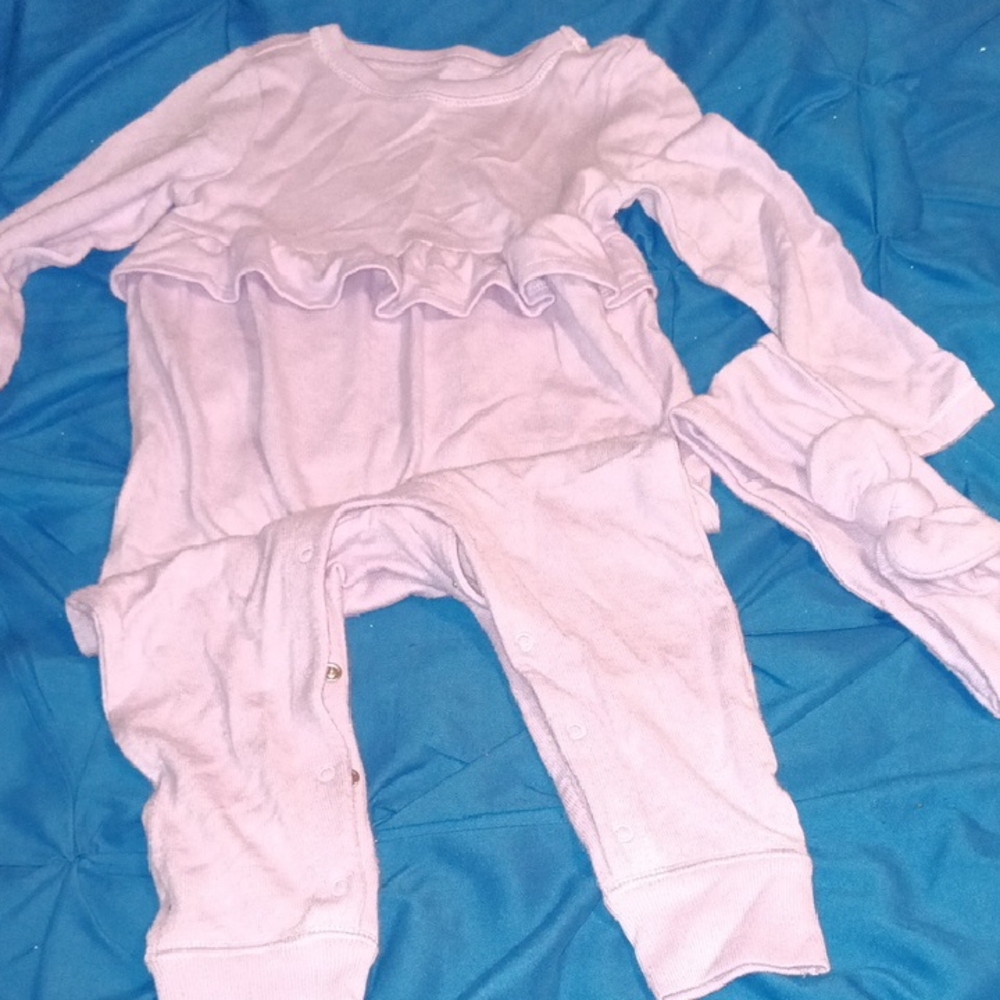 3/$15 Lavender Baby Outfit with Ruffle Detail